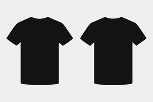 Plain black t-shirt front and back realistic feel vector