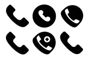 Phone icon collection. Simple black and white telephone call symbol vector