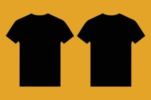 Plain black t-shirt front and back realistic feel vector