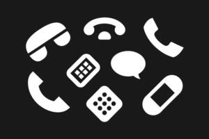 Phone icon collection. Simple black and white telephone call symbol vector