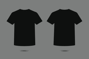 Plain black t-shirt front and back realistic feel vector