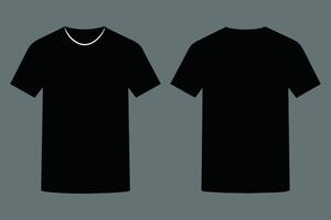 Plain black t-shirt front and back realistic feel vector