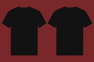 Plain black t-shirt front and back realistic feel vector