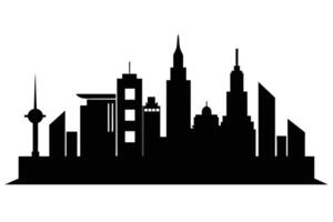 Silhouette City landscape. Modern building architecture Urban cityscape vector