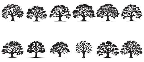 negro árbol icono aislado en blanco antecedentes. ilustración. vector