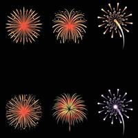 Fireworks art color dark sky celebration design. vector