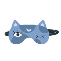 Cute sleeping mask with cat ears and eyes, cartoon style. Trendy modern illustration isolated on white background, hand drawn, flat design vector