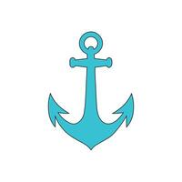 Anchor maritime sea black icon symbol boat pirate helm Nautical illustration design. vector