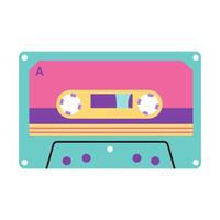 Vintage tape cassette, cartoon style. 90s audiocassette, analogue player record. Trendy modern illustration isolated on white background, flat design vector