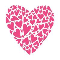 Big heart made from small hearts, Love, Valentines day concept, cartoon style. Trendy modern illustration isolated on white background, hand drawn, flat design vector