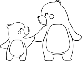 Retro Mothers Day Bear and Cub outline coloring image heartwarming Family Moment png