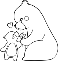 Retro Mothers Day Bear and Cub outline coloring image heartwarming Family Moment png