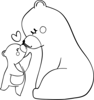 Retro Mothers Day Bear and Cub outline coloring image heartwarming Family Moment png