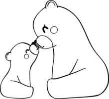 retro madres día oso y cachorro contorno colorante imagen reconfortante familia momento png