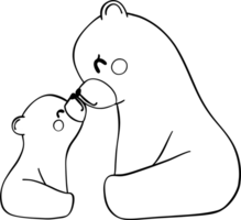 retrò madri giorno orso e cucciolo schema colorazione Immagine commovente famiglia momento png