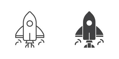 Rocket icon in flat style. Space ship illustration on isolated background. Transport sign business concept. vector