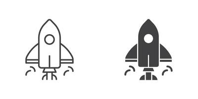 Rocket icon in flat style. Space ship illustration on isolated background. Transport sign business concept. vector