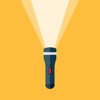 Flashlight icon in flat style. Electric lamp illustration on isolated background. Pocket lantern sign business concept. vector