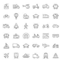 Transport icons set in flat style. Transportation illustration on isolated background. Vehicle sign business concept. vector