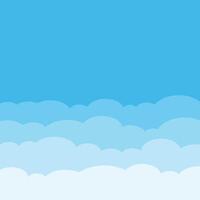 Blue sky with white clouds in flat style. Airy atmosphere illustration on isolated background. Nature sign business concept. vector