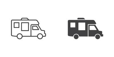 RV car icon in flat style. Camper illustration on isolated background. Transport sign business concept. vector