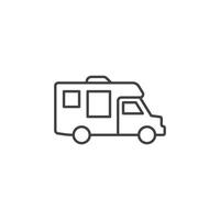 RV car icon in flat style. Camper illustration on isolated background. Transport sign business concept. vector