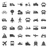 Transport icons set in flat style. Transportation illustration on isolated background. Vehicle sign business concept. vector