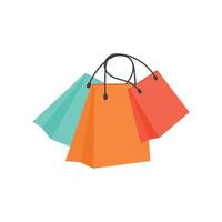 compras bolso icono en plano estilo. paquete ilustración en aislado antecedentes. compra firmar negocio concepto. vector