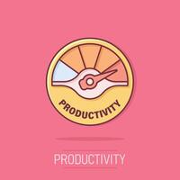 Productivity icon in comic style. Process strategy cartoon illustration on isolated background. Seo analytics splash effect sign business concept. vector