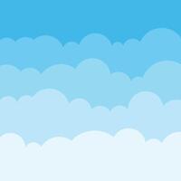 Blue sky with white clouds in flat style. Airy atmosphere illustration on isolated background. Nature sign business concept. vector