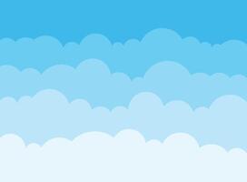 Blue sky with white clouds in flat style. Airy atmosphere illustration on isolated background. Nature sign business concept. vector