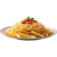 utsökt tallrik av spaghetti på vit tallrik png