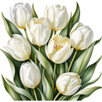 White Tulips Watercolor Painting png