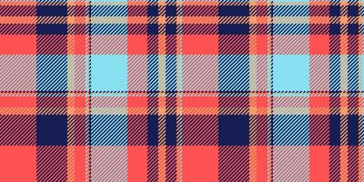 Sixties fabric seamless background, up tartan texture textile. Iconic pattern check plaid in red and blue colors. vector