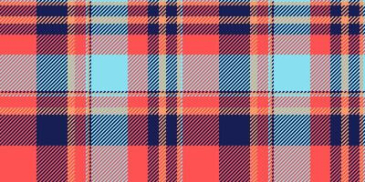 Sixties fabric seamless background, up tartan texture textile. Iconic pattern check plaid in red and blue colors. vector