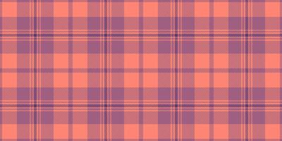 Comfort textile seamless background, tweed fabric plaid. Paisley texture tartan check pattern in salmon and pink colors. vector