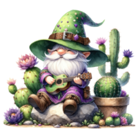 öken- kaktus gnome med suckulenter illustration. png