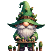 öken- kaktus gnome med suckulenter illustration. png