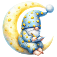 himmelsk gnome med måne och stjärnor illustration png