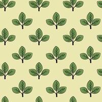 Hand drawn floral pattern design. Simple ornament with plant and leaf. vector