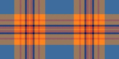 Surface plaid texture fabric, no people check background tartan. Royal textile seamless pattern in cyan and vivid tangerine colors. vector
