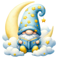 céleste gnome avec lune et étoiles illustration png