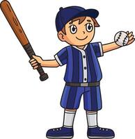 Boy with a Baseball Bat Cartoon Colored Clipart vector