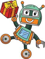 robot con un presente dibujos animados de colores clipart vector