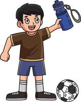 fútbol chico con un agua botella dibujos animados clipart vector