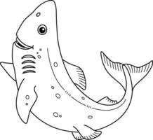 Greenland Shark Isolated Coloring Page for Kids vector