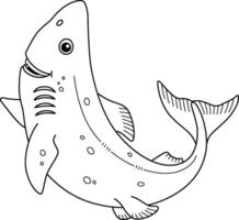 Greenland Shark Isolated Coloring Page for Kids vector