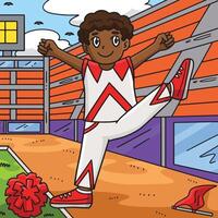 Cheerleader Boy Raising One Leg Colored Cartoon vector