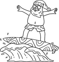 Christmas in July Santa Surfing Isolated Coloring vector