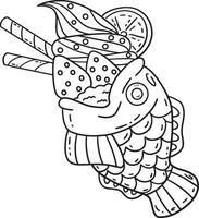 Taiyaki Ice Cream Isolated Coloring Page for Kids vector